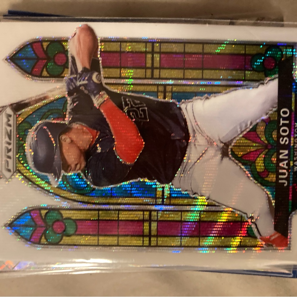 Juan Soto white wave stained glass baseball card
